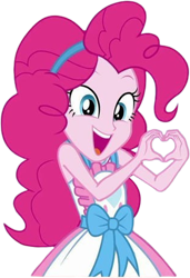 Size: 1722x2520 | Tagged: safe, edit, edited screencap, editor:mrtoonlover83, screencap, pinkie pie, human, equestria girls, g4, my little pony equestria girls: better together, the craft of cookies, background removed, female, heart hands, not a vector, simple background, smiling, solo, transparent background