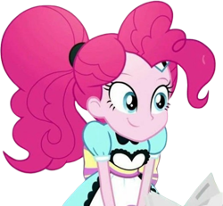 Size: 2725x2520 | Tagged: safe, edit, edited screencap, editor:mrtoonlover83, screencap, pinkie pie, human, equestria girls, g4, apron, background removed, clothes, not a vector, ponytail, server pinkie pie, simple background, solo, transparent background, waitress