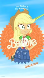 Size: 1080x1920 | Tagged: safe, applejack, human, equestria girls, g4, applejack's hat, barbie, barbie (film), cowboy hat, female, hand on hip, hat, solo