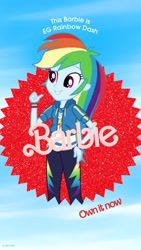 Size: 1080x1920 | Tagged: safe, rainbow dash, human, equestria girls, g4, barbie, barbie (film), female, solo