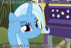 Size: 2563x1707 | Tagged: safe, artist:badumsquish, derpibooru exclusive, trixie, pony, unicorn, g4, female, forest, hoof on head, horn, horse taxes, irs, looking at you, mare, meme, nature, pointing, pointing at self, ponified meme, roll safe, show accurate, smiling, smirk, smug, solo, tax evasion, thinking, this will end in jail time, tree, trixie is poor, trixie's wagon, wagon