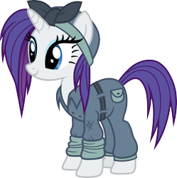 Size: 3000x3009 | Tagged: safe, artist:cloudy glow, rarity, pony, unicorn, g4, alternate timeline, clothes, crystal war timeline, cute, female, high res, horn, mare, raribetes, rarity the riveter, simple background, solo, sombraverse, transparent background, vector