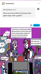 Size: 1175x2086 | Tagged: safe, artist:ask-luciavampire, oc, alicorn, changeling, earth pony, pony, undead, vampire, vampony, ask, multiple heads, tumblr, two heads, video game