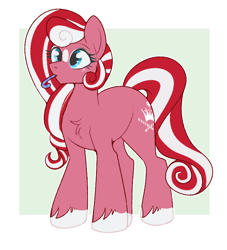 Size: 650x717 | Tagged: safe, artist:lulubell, princess peppermint, earth pony, pony, g3, g4, abstract background, candy, candy cane, food, g3 to g4, generation leap, outline, passepartout, solo, white outline