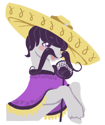 Size: 1669x1988 | Tagged: safe, artist:mosssong, oc, oc only, oc:top clue, unicorn, g2, blushing, bust, clothes, facial hair, hat, horn, lineless, male, microphone, moustache, poncho, simple background, singing, solo, sombrero, stallion, white background