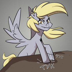 Size: 816x815 | Tagged: safe, artist:la hum, derpy hooves, pegasus, pony, g4, cyrillic, gradient background, russian, solo