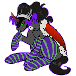 Size: 1000x1000 | Tagged: safe, artist:twoshoesmcgee, derpibooru exclusive, king sombra, pony, unicorn, g4, clothes, cute, horn, male, simple background, socks, solo, stallion, stockings, striped socks, thigh highs, transparent background