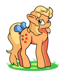 Size: 1908x2141 | Tagged: safe, artist:kindakismet, applejack (g1), earth pony, pony, g1, bow, simple background, smiling, solo, tail, tail bow, white background