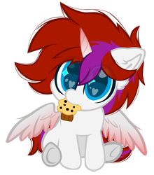 Size: 6447x7331 | Tagged: safe, artist:fededash, oc, oc only, alicorn, absurd resolution, alicorn oc, chibi, cute, horn, looking at you, simple background, sitting, solo, transparent background, wings