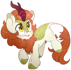 Size: 2169x2138 | Tagged: safe, artist:fluffyxai, autumn blaze, kirin, g4, cloven hooves, open mouth, open smile, outline, simple background, smiling, solo, transparent background, white outline