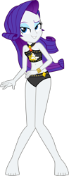 Size: 1733x4432 | Tagged: safe, alternate version, artist:dustinwatsongkx, rarity, human, equestria girls, g4, my little pony equestria girls: better together, accessory swap, bare shoulders, barefoot, bikini, bikini bottom, clothes, clothes swap, feet, female, geode of empathy, high res, magical geodes, simple background, sleeveless, solo, sunset shimmer swimsuit, sunset shimmer's beach shorts swimsuit, swimsuit, swimsuit swap, transparent background, vector