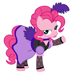 Size: 1600x1600 | Tagged: safe, artist:peachspices, pinkie pie, g4, my little pony: friendship is magic, over a barrel, bedroom eyes, clothes, dress, lidded eyes, puffy sleeves, saloon dress, saloon pinkie, simple background, solo, transparent background