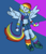 Size: 1200x1400 | Tagged: safe, artist:chibitaylor, rainbow dash, pegasus, anthro, g4, arm warmers, belly, belly button, clothes, cutie mark on clothes, female, grin, shoes, shorts, smiling, socks, solo, sports bra, spread wings, striped socks, tail, wings