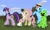 Size: 1410x849 | Tagged: safe, artist:grim_the_end, angel bunny, fluttershy, rainbow dash, twilight sparkle, bat pony, pegasus, pony, rabbit, unicorn, g4, animal, bat ponified, creeper, female, flutterbat, grass, group, mare, minecraft, outdoors, race swap, sky, sunglasses, sunglasses on head, unicorn twilight