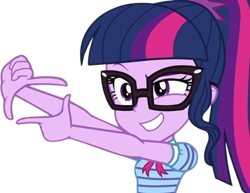 Size: 3264x2520 | Tagged: safe, edit, edited screencap, editor:mrtoonlover83, screencap, sci-twi, twilight sparkle, human, equestria girls, g4, background removed, female, glasses, not a vector, ponytail, simple background, solo, transparent background