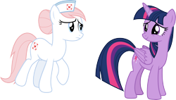 Size: 5266x3000 | Tagged: safe, artist:cloudy glow, nurse redheart, twilight sparkle, alicorn, earth pony, pony, a flurry of emotions, g4, my little pony: friendship is magic, season 7, cute, duo, duo female, female, mare, nurse, simple background, transparent background, twiabetes, twilight sparkle (alicorn), vector