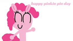 Size: 2560x1440 | Tagged: safe, artist:shakimberryjr, pinkie pie, g4, ^^, eyes closed, female, pinkie pie day, simple background, solo, white background