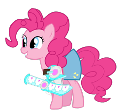 Size: 2869x2602 | Tagged: safe, artist:digigex90, pinkie pie, earth pony, pony, g4, duel disk, female, simple background, solo, transparent background, yu-gi-oh!