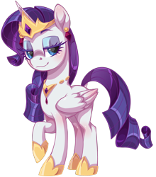 Size: 1492x1698 | Tagged: safe, alternate version, artist:moonseeker, part of a set, rarity, alicorn, pony, g4, alicornified, bedroom eyes, crown, ear piercing, earring, eyeshadow, female, folded wings, hoof shoes, horn, jewelry, makeup, mare, piercing, princess rarity, princess shoes, race swap, raricorn, regalia, simple background, solo, transparent background, wings