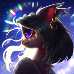 Size: 3000x3000 | Tagged: safe, artist:unt3n, oc, oc only, pegasus, pony, bust, cheek fluff, chest fluff, commission, ear fluff, ear piercing, ear tufts, earring, eyelashes, female, high res, jewelry, mare, pegasus oc, piercing, portrait, render, shading, signature