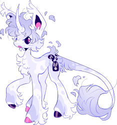 Size: 1554x1658 | Tagged: safe, artist:sevenpillz, oc, oc only, oc:ghost town, classical unicorn, pony, unicorn, big ears, black hooves, black sclera, blushing, butt, cheek fluff, chest fluff, chin fluff, cloven hooves, coat markings, colored hooves, colored horn, colored pinnae, colored sketch, concave belly, curved horn, cute, cute little fangs, ear blush, ear flick, ear fluff, ear tufts, ethereal body, ethereal tail, facial markings, fangs, hooves, horn, leg markings, leonine tail, long horn, long tail, looking back, mismatched hooves, motion lines, multicolored hooves, open mouth, pink eyes, pink hooves, profile, purple coat, purple mane, raised hoof, shiny hooves, simple background, sketch, solo, standing, standing on three hooves, tail, tail markings, thin tail, transparent background, unshorn fetlocks, white coat