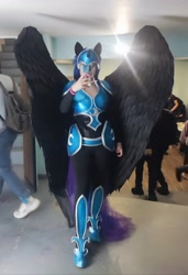 Size: 2217x3237 | Tagged: safe, artist:risya, nightmare moon, human, g4, clothes, cosplay, costume, horn, irl, irl human, photo, selfie, wings