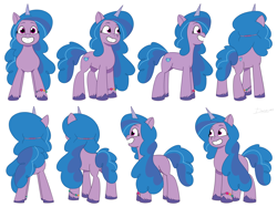 Size: 5512x4132 | Tagged: safe, artist:daisy_marshmallow, izzy moonbow, pony, unicorn, g5, my little pony: tell your tale, female, horn, i can't believe it's not hasbro studios, mare, simple background, solo, style emulation, turnaround, white background