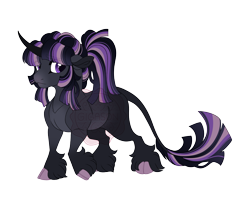 Size: 4200x3400 | Tagged: safe, artist:gigason, oc, oc only, oc:cantrip, classical unicorn, pony, unicorn, g4, adoptable, big eyes, blank flank, cloven hooves, coat markings, colored, colored belly, colored eyebrows, colored horn, colored muzzle, colored pinnae, colored pupils, countershading, curved horn, eye clipping through hair, eyebrows, eyebrows visible through hair, fetlock tuft, flat colors, floppy ears, frown, gradient legs, gradient mane, gradient muzzle, gradient tail, gray coat, high res, horn, leonine tail, looking back, multicolored mane, multicolored tail, nonbinary, nonbinary oc, obtrusive watermark, offspring, pale belly, pale muzzle, parent:king sombra, parent:twilight sparkle, parents:twibra, pink hooves, ponytail, purple eyes, purple hooves, purple pupils, raised hoof, short, simple background, socks (coat markings), solo, standing on three hooves, straight mane, straight tail, tail, thin tail, three quarter view, tied mane, transparent background, unicorn horn, unicorn oc, unshorn fetlocks, watermark, worried