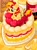 Size: 2048x2732 | Tagged: safe, artist:萌食吉物便利店, sunset shimmer, pony, unicorn, g4, butter, cake, cherry, cherry jam, cream, female, food, heart shaped, horn, indoors, lying down, mare, mayonnaise, milk, plate, prone, sauce, smiling, solo, table, tablecloth, text, tiny, tiny ponies