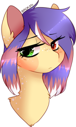 Size: 543x906 | Tagged: safe, artist:amiicommissions, oc, oc only, oc:cookie, pony, bust, female, heterochromia, mare, portrait, simple background, solo, transparent background