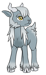 Size: 1168x1900 | Tagged: safe, alternate version, artist:multiverseequine, derpibooru exclusive, oc, oc only, oc:cinque, goat, pony, cloven hooves, colored, eye scar, facial hair, facial scar, full body, goat oc, hooves, horizontal pupils, horns, male, monk, rectangular pupil, scar, sideburns, simple background, solo, transparent background, unshorn fetlocks