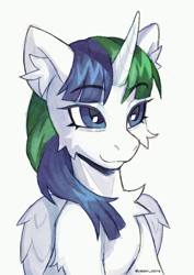 Size: 2480x3508 | Tagged: safe, artist:cherry_kotya, oc, oc only, oc:sally whitesnow, alicorn, pony, bust, cheek fluff, chest fluff, ear fluff, portrait, solo