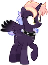 Size: 1079x1444 | Tagged: safe, artist:sapphiretwinkle, oc, oc only, oc:piercing nebula, alicorn, pony, choker, female, mare, simple background, solo, spiked choker, transparent background