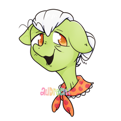 Size: 2480x2480 | Tagged: safe, artist:audreen, granny smith, pony, g4, bust, floppy ears, simple background, solo, white background