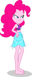 Size: 1736x4097 | Tagged: safe, alternate version, artist:dustinwatsongkx, pinkie pie, human, equestria girls, g4, accessory swap, barefoot, bedroom eyes, clothes, clothes swap, feet, female, rarity's blue sarong, rarity's purple bikini, sarong, simple background, solo, swimsuit, swimsuit swap, transparent background, vector