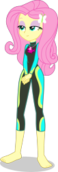 Size: 1360x4009 | Tagged: safe, alternate version, artist:dustinwatsongkx, fluttershy, human, equestria girls, g4, my little pony equestria girls: better together, barefoot, clothes, feet, female, fluttershy's wetsuit, geode of fauna, lidded eyes, magical geodes, simple background, solo, stupid sexy fluttershy, swimsuit, transparent background, vector, wetsuit