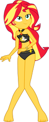 Size: 1771x4403 | Tagged: safe, alternate version, artist:dustinwatsongkx, sunset shimmer, human, equestria girls, g4, my little pony equestria girls: better together, bare shoulders, barefoot, bikini, bikini bottom, clothes, feet, female, geode of empathy, magical geodes, simple background, sleeveless, solo, sunset shimmer swimsuit, sunset shimmer's beach shorts swimsuit, swimsuit, transparent background, vector