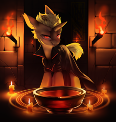 Size: 900x951 | Tagged: safe, artist:theprince, oc, oc only, pony, unicorn, candle, horn, magic, magic circle, solo, summoning circle, torch