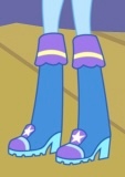 Size: 113x160 | Tagged: safe, trixie, human, equestria girls, g4, boots, boots shot, high heel boots, indoors, legs, pictures of legs, shoes, solo, trixie day, trixie wearing her boots