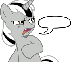 Size: 643x559 | Tagged: artist needed, source needed, safe, oc, oc only, oc:badluck dice, pony, unicorn, g4, ew gay, female, horn, mare, meme, prpg, reaction image, solo, speech bubble, unicorn oc