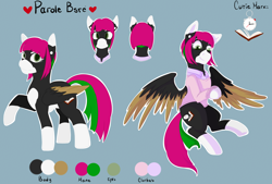 Size: 4000x2700 | Tagged: safe, artist:fleiiha, oc, oc only, oc:parole, pegasus, pony, commission, commission open, cutie mark, original art, original character do not steal, original cutiemark, reference, reference sheet, solo, vectorized