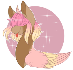 Size: 1385x1334 | Tagged: safe, artist:furtoodie, oc, oc:sundae morning, pegasus, pony, colored wings, female, hair over eyes, mare, solo, tongue out, two toned wings, wings