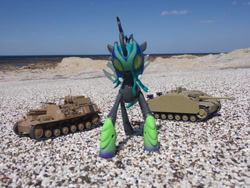 Size: 1032x774 | Tagged: safe, artist:dingopatagonico, queen chrysalis, changeling, g4, figurine, irl, outdoors, photo, solo, stug iii, toy