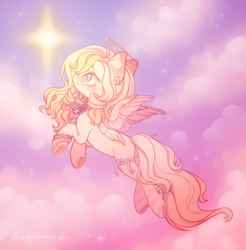 Size: 1269x1290 | Tagged: safe, artist:ksoreek, oc, oc only, pegasus, pony, bracelet, clothes, commission, ear piercing, earring, female, flying, halo, jewelry, mare, piercing, socks, solo, striped socks