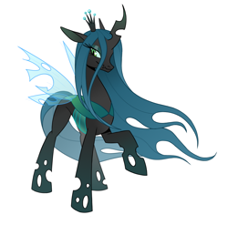 Size: 1224x1208 | Tagged: safe, artist:tentaclebaka, queen chrysalis, changeling, changeling queen, g4, concave belly, female, raised hoof, simple background, slender, smiling, solo, thin, white background