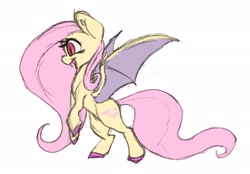 Size: 2048x1424 | Tagged: safe, artist:leadhooves, fluttershy, bat pony, pony, g4, bat ponified, cute, fangs, female, flutterbat, mare, open mouth, open smile, race swap, rearing, shyabates, shyabetes, simple background, smiling, solo, spread wings, white background, wings