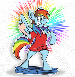 Size: 2139x2202 | Tagged: safe, artist:sketchymouse, rainbow dash, human, pegasus, pony, g4, clothes, high res, human to pony, mid-transformation, outline, shirt, solo, standing, t-shirt, transformation