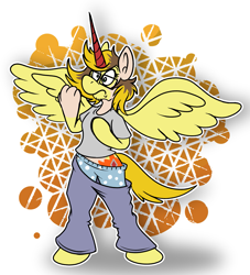 Size: 1831x2018 | Tagged: safe, artist:sketchymouse, oc, oc only, alicorn, human, pony, clothes, glasses, human to pony, mid-transformation, outline, pants, solo, transformation, underwear