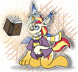 Size: 1557x1436 | Tagged: safe, artist:sketchymouse, sunset shimmer, pony, unicorn, g4, book, furry, furry to pony, horn, hypnosis, kneeling, mid-transformation, solo, transformation