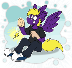 Size: 2223x2081 | Tagged: safe, artist:sketchymouse, oc, oc only, oc:sky charger, human, pegasus, pony, high res, human to pony, jewelry, mid-transformation, outline, pendant, sitting, solo, transformation